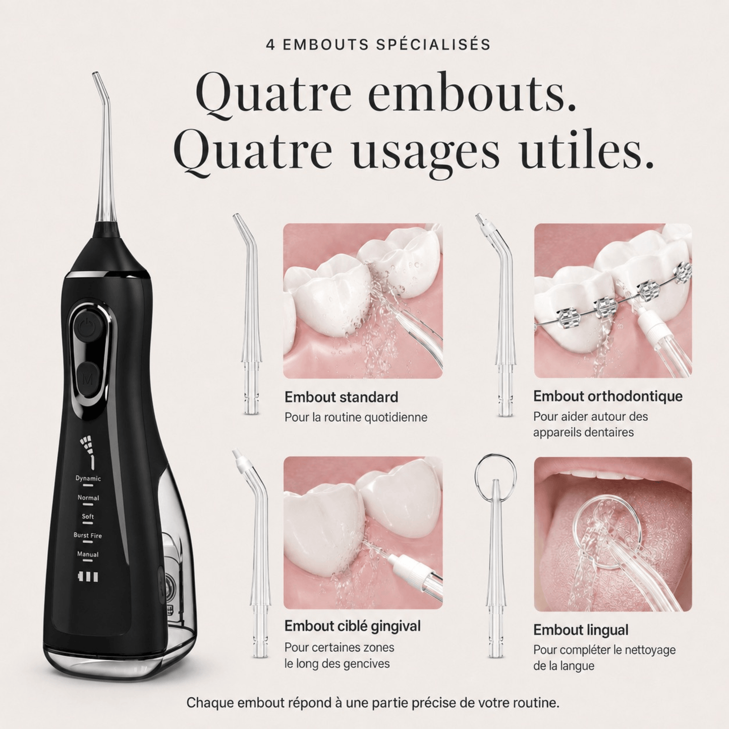 Jet dentaire Premium sans fil Somnoris – Écran digital