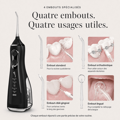Jet dentaire Premium sans fil Somnoris – Écran digital