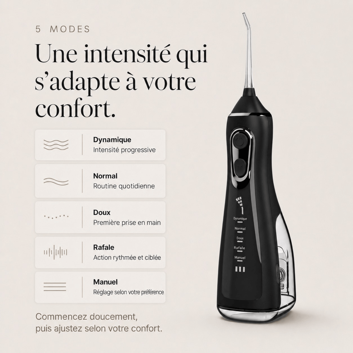 Jet dentaire Premium sans fil Somnoris – Écran digital